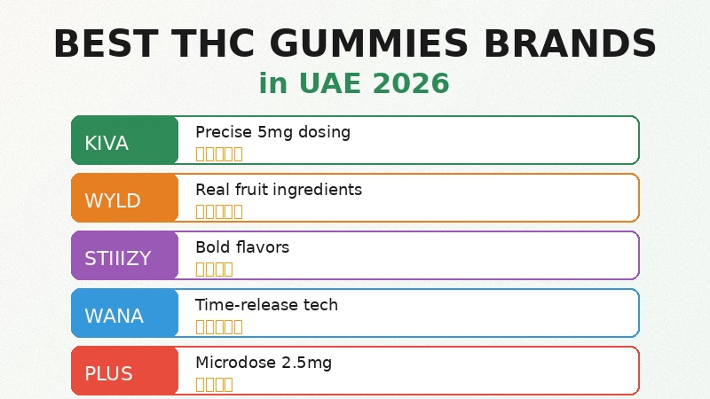 Best THC gummies brands Dubai 2026 Kiva Wyld Stiiizy