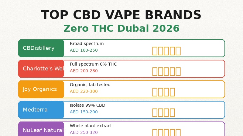 Best CBD vape brands Dubai zero THC CBDistillery Charlottes Web Joy Organics Medterra NuLeaf