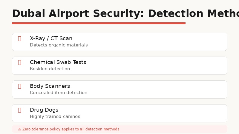 Dubai airport security scanning baggage THC detection